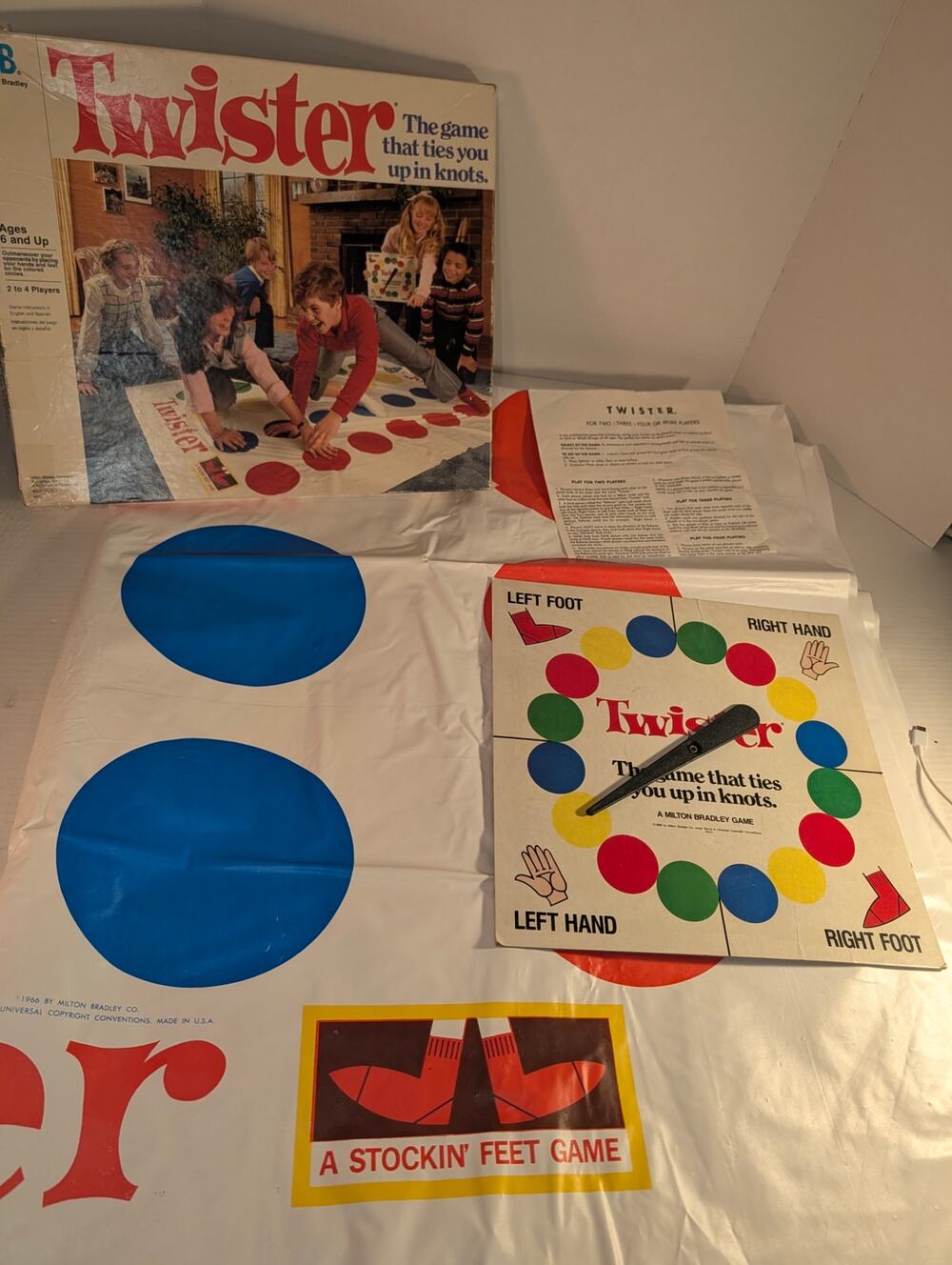 Vintage 1966 Milton Bradley TWISTER Game, 100% Complete in Original Box - Fun!!